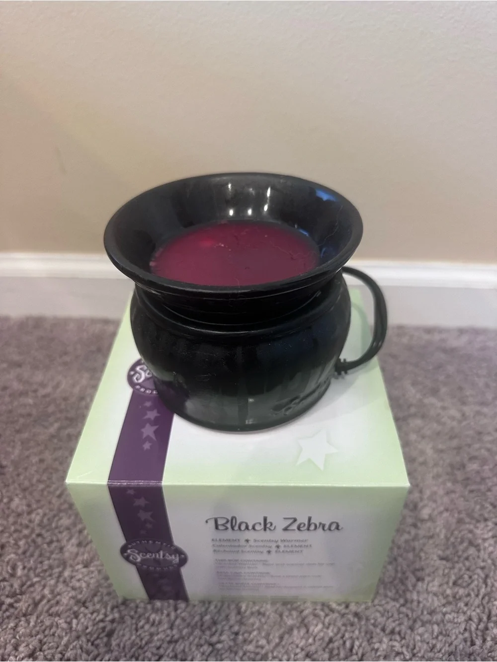 Scentsy Black Zebra Element Wax Warmer Black Ceramic Electric Wax Melt Warmer